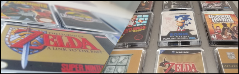 Video game fridge magnets on display on a fridge and an oven hood extractor