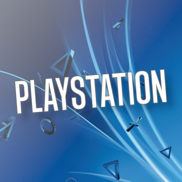 A blue image with triangles, crosses and squares and the word PlayStation that links to a selection of video game fridge magnets.