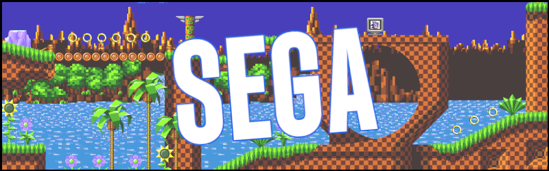 Image of Sonic the Hedgehog stage Green Hill Zone, with the word Sega placed over it.
