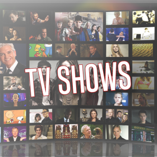 A background of scenes from various TV series with the word TV Shows 