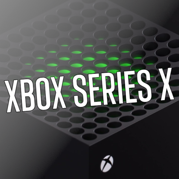 Close up image of the top of an Xbox Series X console, with the words Xbox Series X over the image