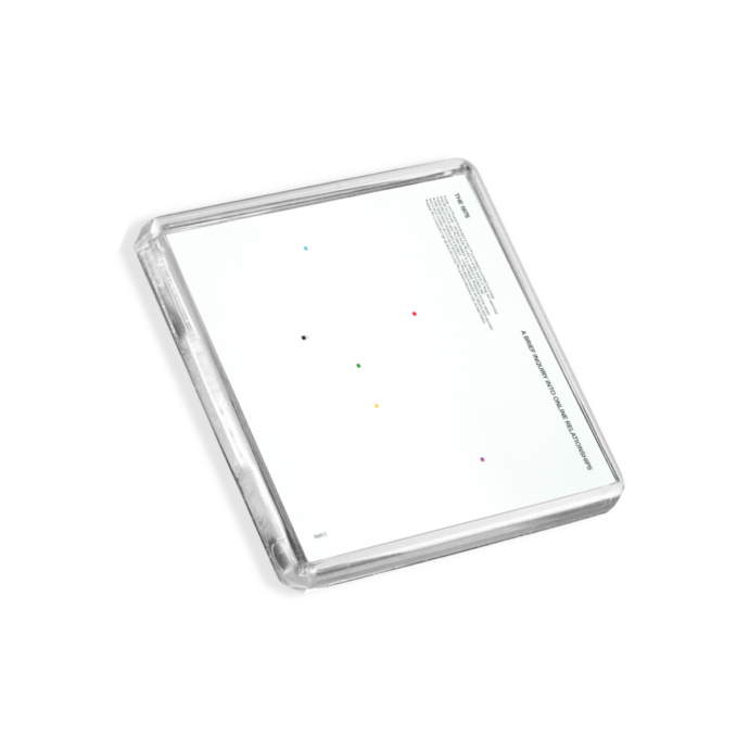 1975 Brief Inquiry Into Online Relationships album cover as a fridge magnet on a white background