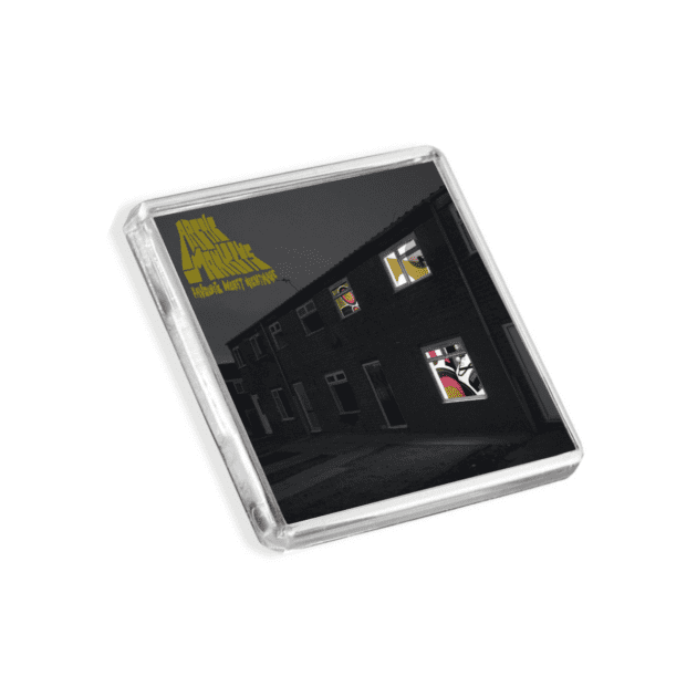 Image of Arctic Moneys Favourite Worst Nightmare album cover-inspired fridge magnet on a white background