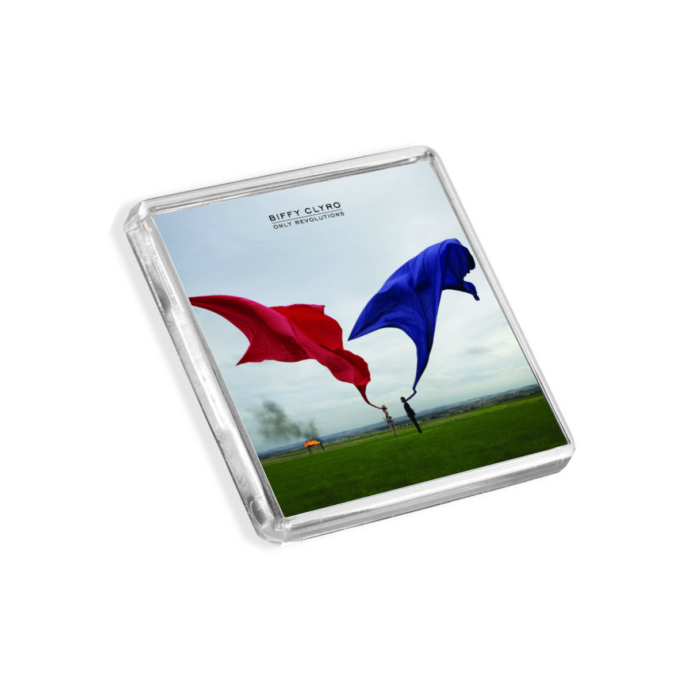 Image of Biffy Clyro - Only Revolutions album cover-inspired fridge magnet on a white background