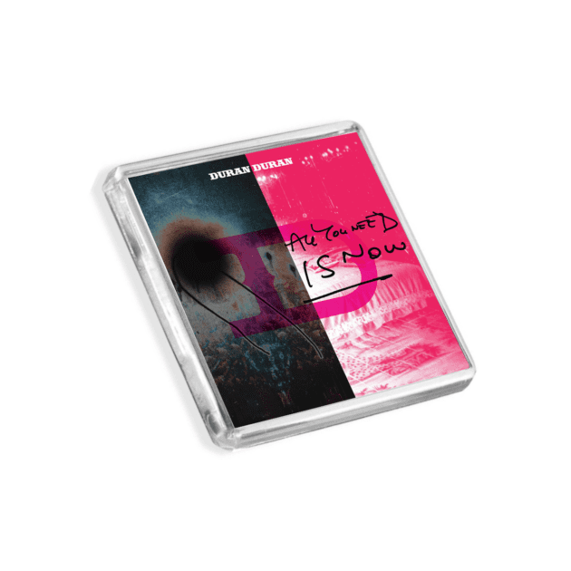 Image of Duran Duran - All You Need Is Now album cover-inspired fridge magnet on a white background