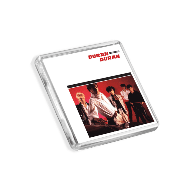 Image of Duran Duran - Duran Duran album cover-inspired fridge magnet on a white background