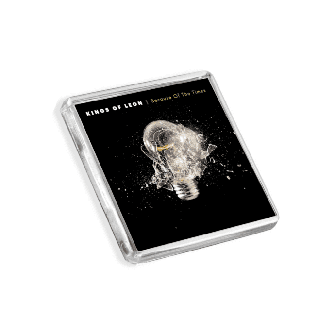 Image of Kings of Leon - Because of the Times album cover-inspired fridge magnet on a white background