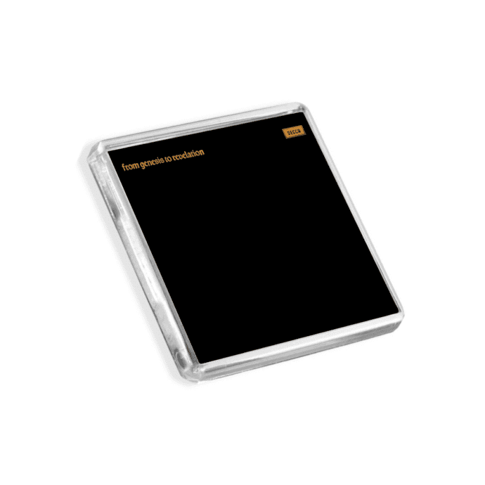 Image of Genesis - From Genesis to Revelation album cover-inspired fridge magnet on a white background