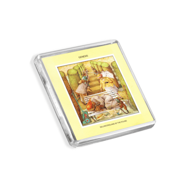 Image of Genesis - Selling England By The Pound album cover-inspired fridge magnet on a white background