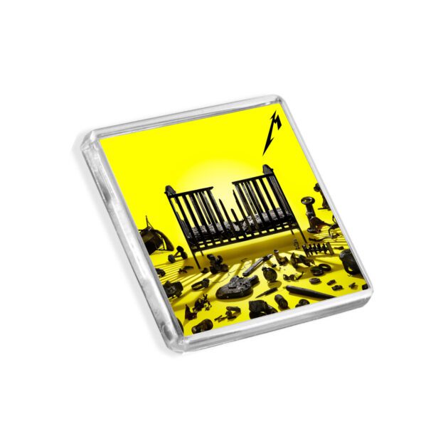 Image of Metallica - 72 Seasons album cover-inspired fridge magnet on a white background
