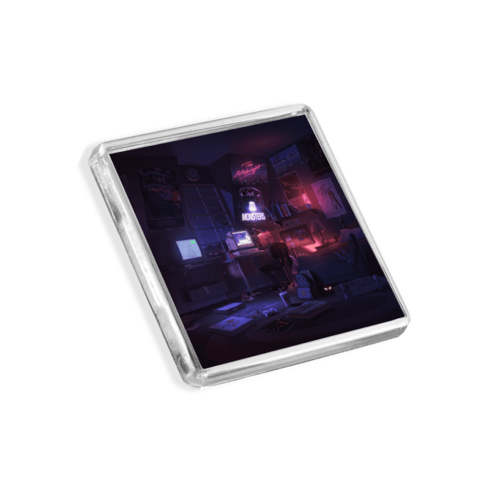 Image of The Midnight - Monsters album cover-inspired fridge magnet on a white background