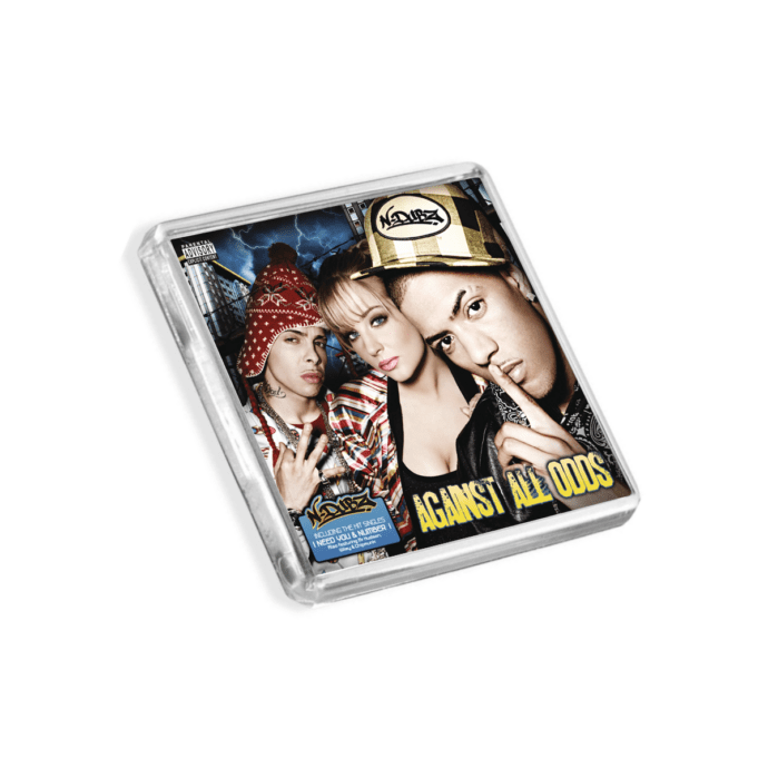 Image of N-Dubz - Against All Odds album cover-inspired fridge magnet on a white background