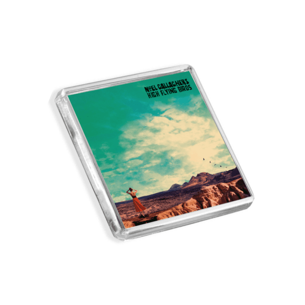 Image of Noel Gallagher - Who Built The Moon album cover-inspired fridge magnet on a white background