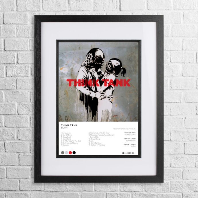A4 custom design poster of Blur - Think Tank in a black, dual-aspect