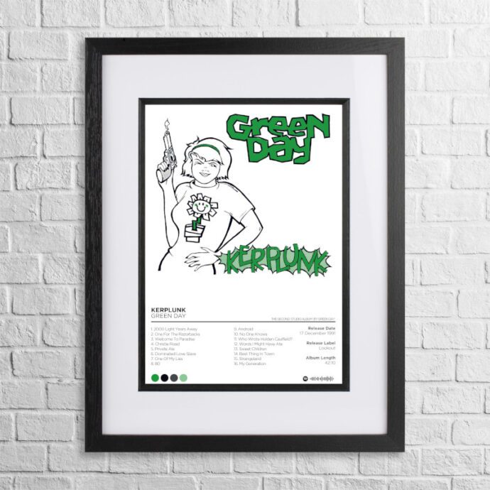 A4 custom design poster of Green Day - Kerplunk in a black, dual-aspect frame