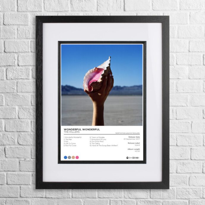 A4 custom design poster of The Killers - Wonderful Wonderful in a black, dual-aspect frame