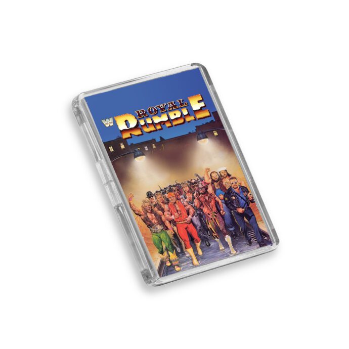 Plastic WWE Royal Rumble 1991 fridge magnet on white background