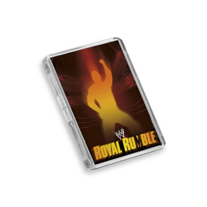 Plastic WWE Royal Rumble 2002 fridge magnet on white background