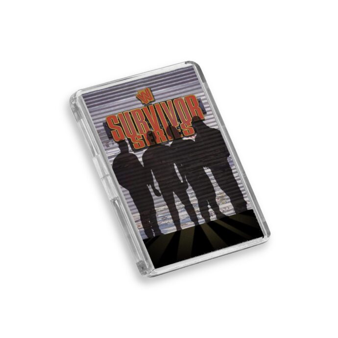 Plastic WWE Survivor Series 1997 fridge magnet on white background