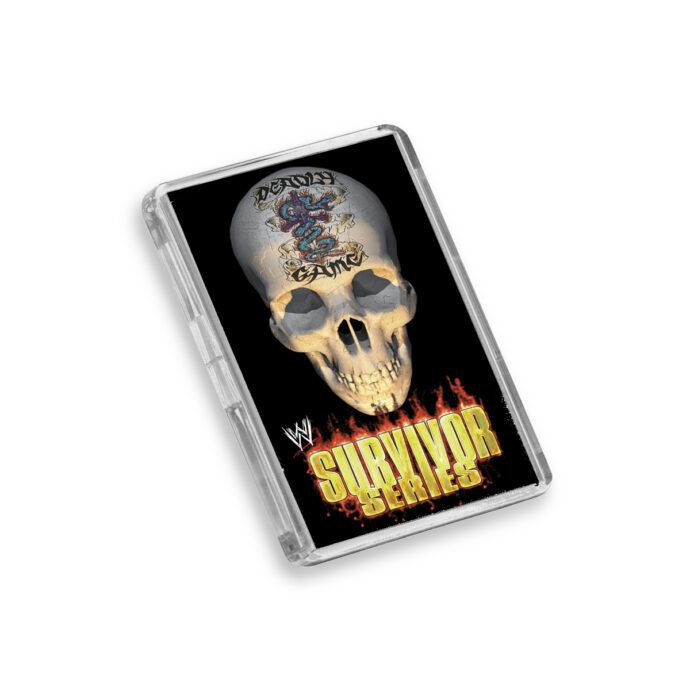 Plastic WWE Survivor Series 1998 fridge magnet on white background