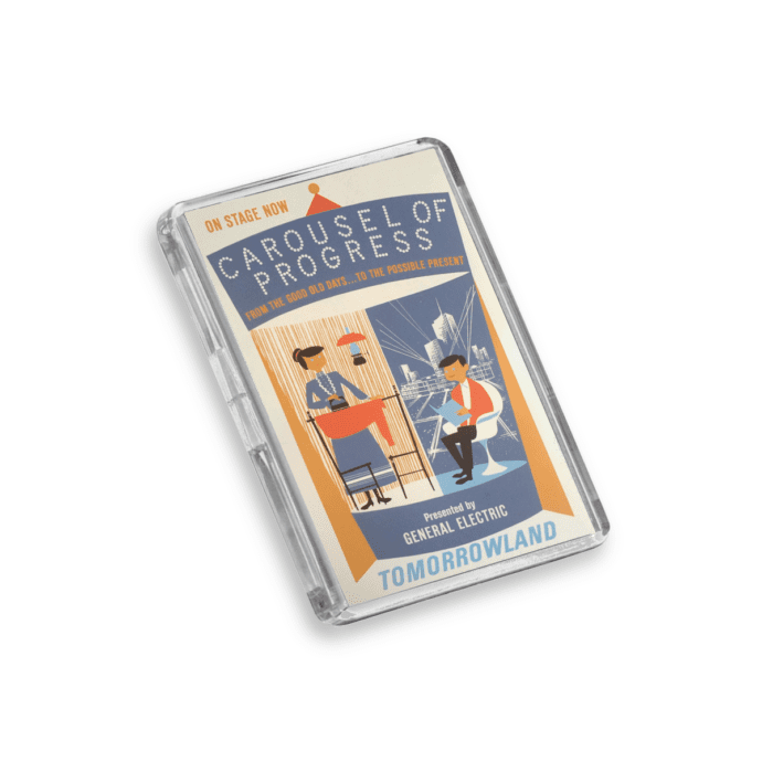 Plastic Carousel of Progress Disney World fridge magnet on a white background