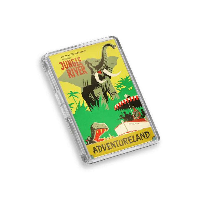 Plastic Jungle River Disney World fridge magnet on a white background