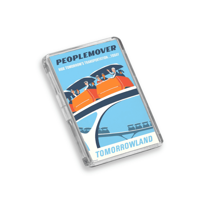 Plastic Peoplemover Disney World fridge magnet on a white background