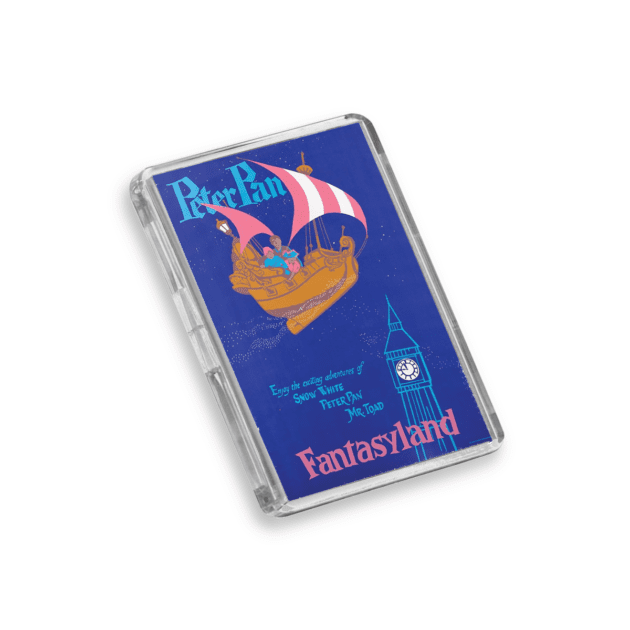 Plastic Peter Pan Disney World fridge magnet on a white background