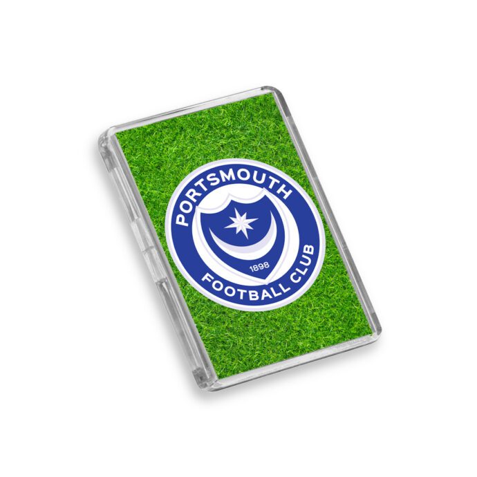 Plastic Portsmouth fridge magnet on a white background