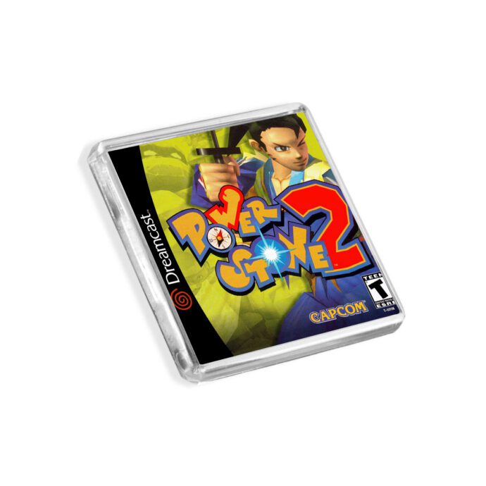 Plastic Dreamcast Power Stone 2 fridge magnet on a white background
