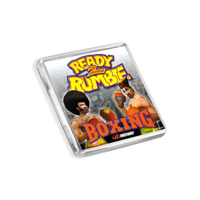 Plastic Dreamcast Ready 2 Rumble Boxing fridge magnet on a white background