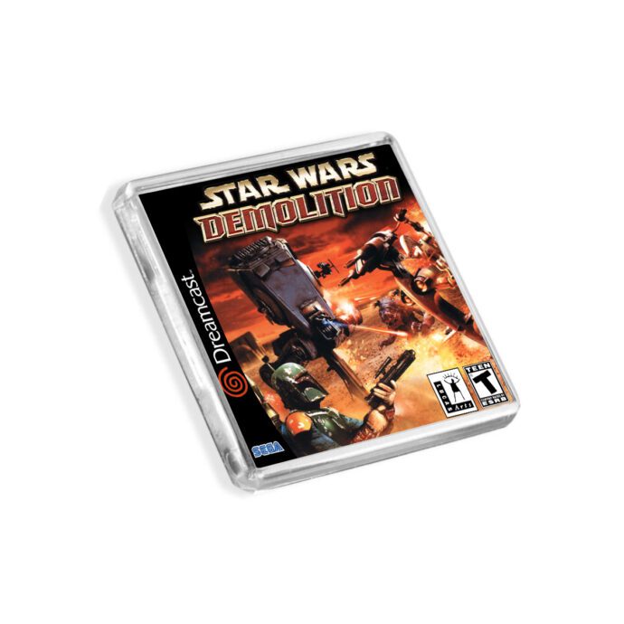 Plastic Dreamcast Star Wars Demolition fridge magnet on a white background