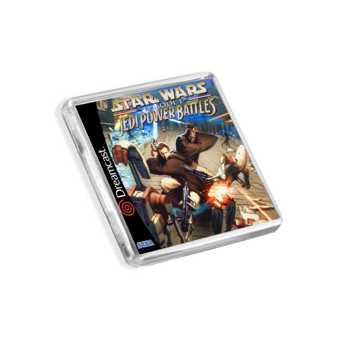 Plastic Dreamcast Star Wars Jedi Power Battles fridge magnet on a white background