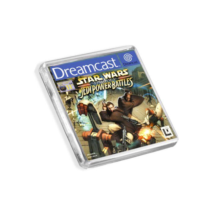 Plastic Dreamcast Star Wars Jedi Power Battles fridge magnet on a white background